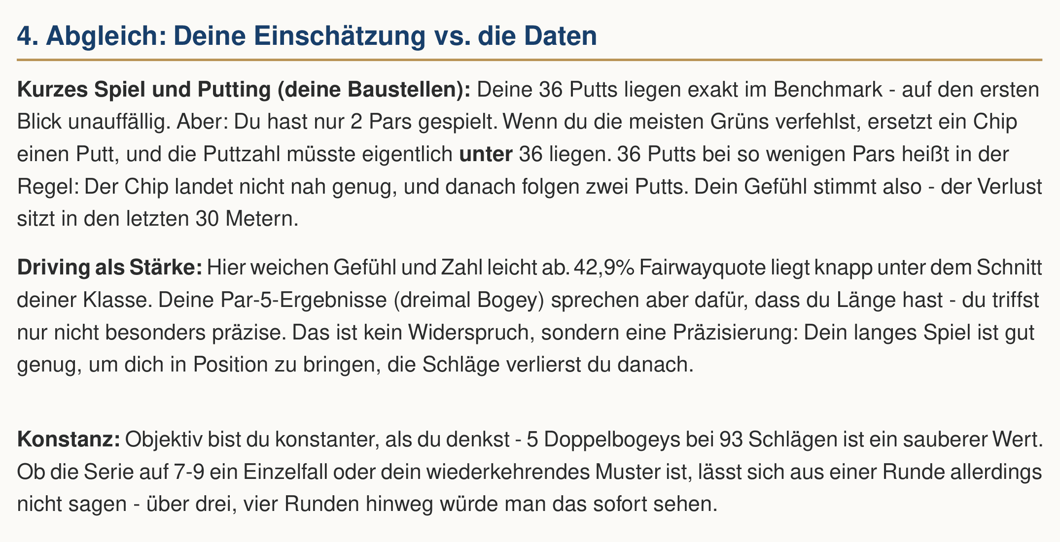 Ausschnitt aus einer Beispiel-Analyse: Abgleich deiner Einschätzung mit den Daten