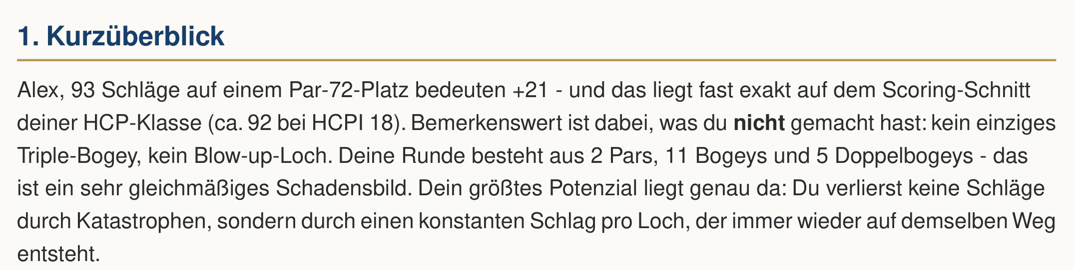 Ausschnitt aus einer Beispiel-Analyse: Kurzüberblick